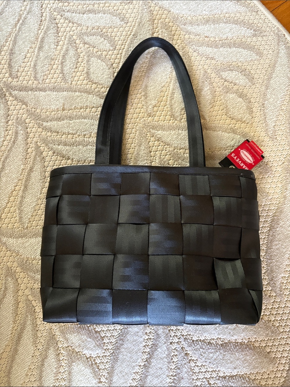 Iconic Harveys seat belt bag Black Woven Tote Bag 12x16x5